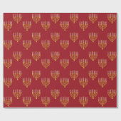 Menorah Hanukkah Candles Drawing Festive Ruby Red Cadeaupapier (Vlak)