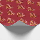 Menorah Hanukkah Candles Drawing Festive Ruby Red Cadeaupapier (Hoek)