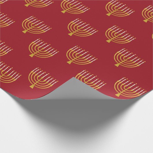 Menorah Hanukkah Candles Drawing Festive Ruby Red Cadeaupapier (Hoek)
