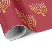 Menorah Hanukkah Candles Drawing Festive Ruby Red Cadeaupapier (Rol Hoek)