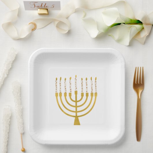 Menorah Hanukkah Celestial Candles Drawing Wedding Papieren Bordje (Huwelijk)