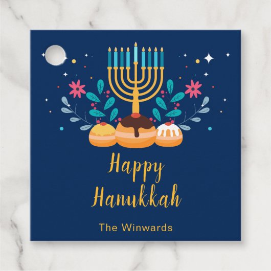 Menorah Hanukkah Feest Bedankjes Labels (Voorkant)