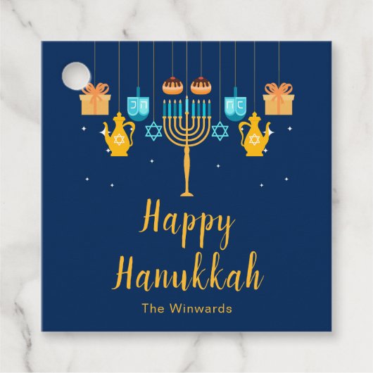 Menorah Hanukkah Feest Bedankjes Labels (Voorkant)