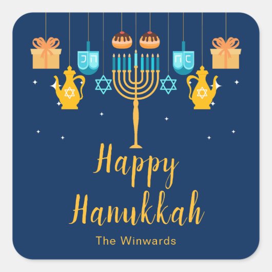 Menorah Hanukkah Feest Sticker (Voorkant)