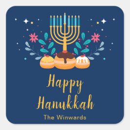 Menorah Hanukkah-feeststicker Vierkante Sticker