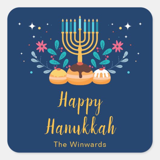 Menorah Hanukkah-feeststicker Vierkante Sticker (Voorkant)