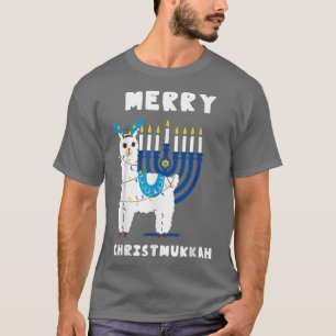 Menorah Hanukkah Llama Alpaca Chanukah 2021 Christ T-shirt