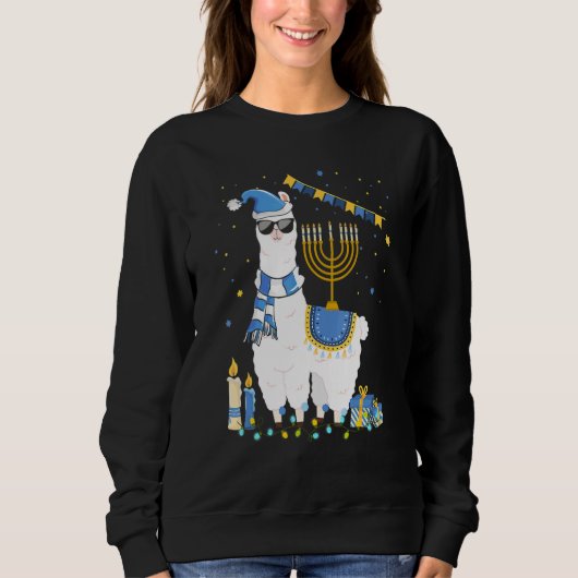 Menorah Hanukkah Llama Cute Alpaca Chanukah Holida Trui (Voorkant)