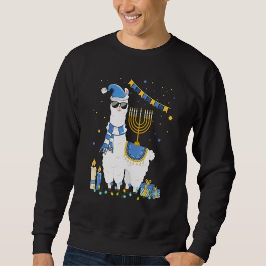 Menorah Hanukkah Llama Cute Alpaca Chanukah Holida Trui (Voorkant)