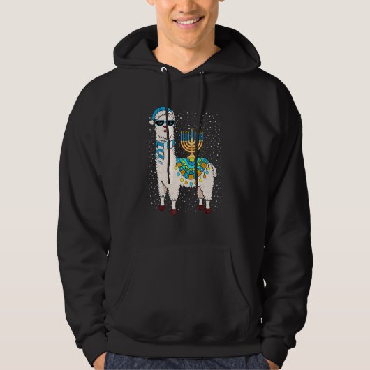 Menorah Hanukkah Llama Cute Alpaca Chanukah Hoodie (Voorkant)