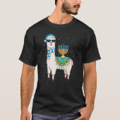 Menorah Hanukkah Llama Cute Alpaca Chanukah Premiu T-shirt (Voorkant)