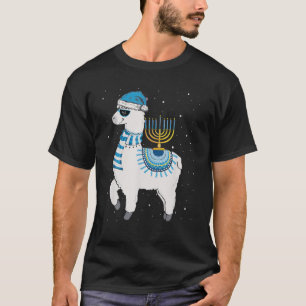 Menorah Hanukkah Llama Cute Alpaca Chanukah T-shirt