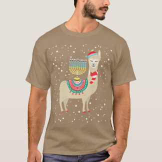Menorah Hanukkah Llama Cute Alpaca Chanukah T-shirt