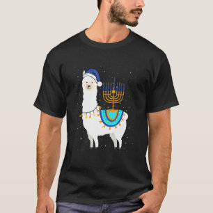 Menorah Hanukkah Llama Cute Alpaca Chanukah T-shirt