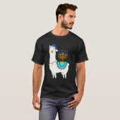 Menorah Hanukkah Llama Cute Alpaca Chanukah T-shirt (Voorkant volledig)
