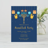 Menorah Hanukkah Party Kaart (Staand voorkant)