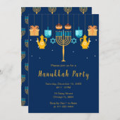 Menorah Hanukkah Party Kaart (Voorkant / Achterkant)