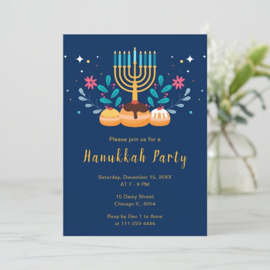 Menorah Hanukkah Party Kaart (Staand voorkant)