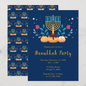 Menorah Hanukkah Party Kaart (Voorkant / Achterkant)