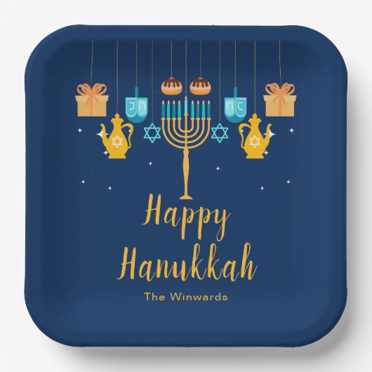 Menorah Hanukkah Party Plates Papieren Bordje (Voorkant)