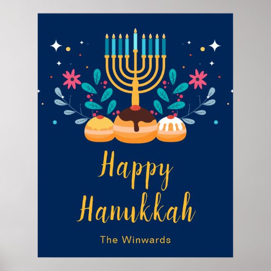 Menorah Hanukkah Party Welcome Poster (Voorkant)