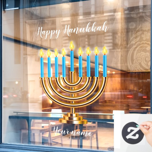 Menorah Happy Hanukkah Window Cling Raamsticker (Cafe Raam)