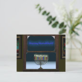 Menorah in het raam briefkaart (Staand voorkant)