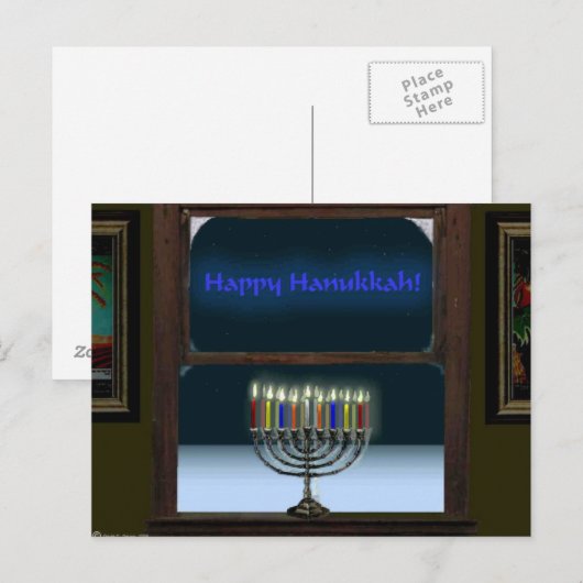 Menorah in het raam briefkaart (Voorkant / Achterkant)