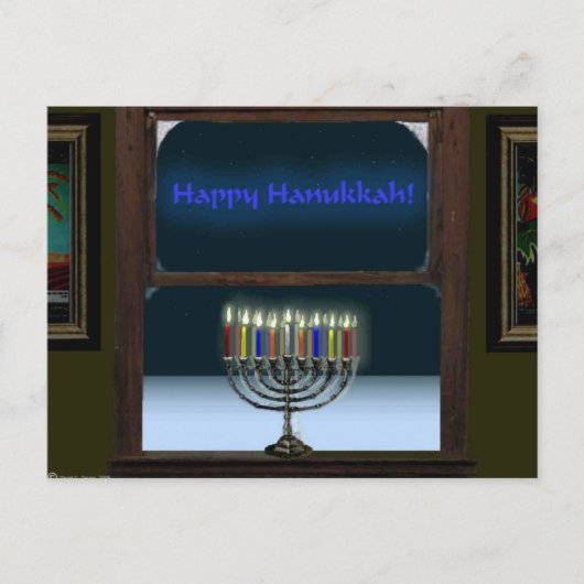 Menorah in het raam briefkaart (Voorkant)