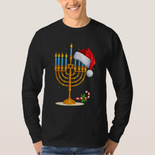 Menorah Kerstman Chanoeka Hanukkah Joods Kerstmis T-shirt