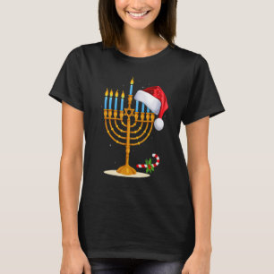 Menorah Kerstman Chanoeka Hanukkah Joods Kerstmis T-shirt
