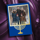 Menorah Lijst en uw foto Folie Feestdagenkaart