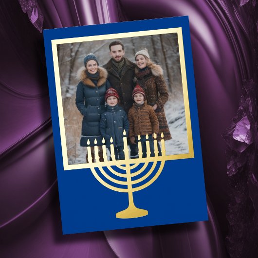 Menorah Lijst en uw foto Folie Feestdagenkaart