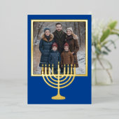 Menorah Lijst en uw foto Folie Feestdagenkaart (Staand Voorkant)