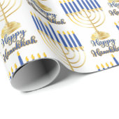 Menorah met Lights Happy Hanukkah Cadeaupapier (Rol Hoek)