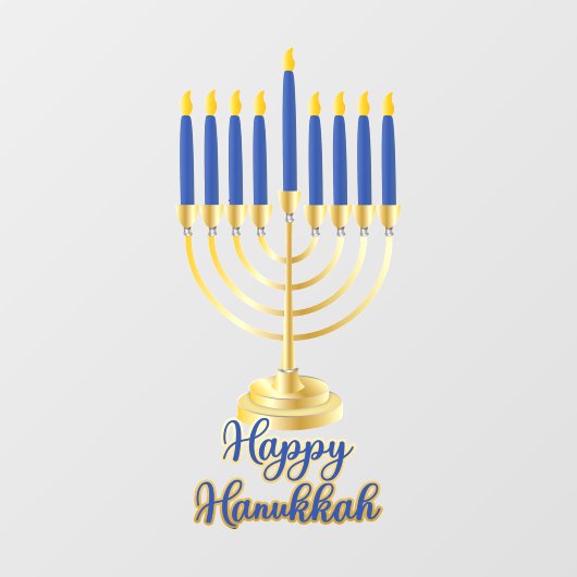 Menorah met Lights Happy Hanukkah Raamsticker (Vel)