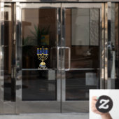 Menorah met Lights Happy Hanukkah Raamsticker (Kantoordeur)