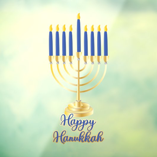 Menorah met Lights Happy Hanukkah Raamsticker (Vel 3)