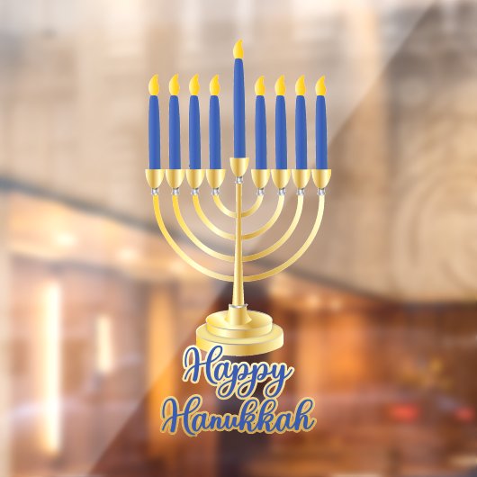 Menorah met Lights Happy Hanukkah Raamsticker (Vel 2)