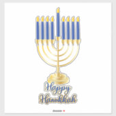 Menorah met Lights Happy Hanukkah Sticker (Vel)