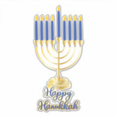 Menorah met Lights Happy Hanukkah Sticker (Voorkant)