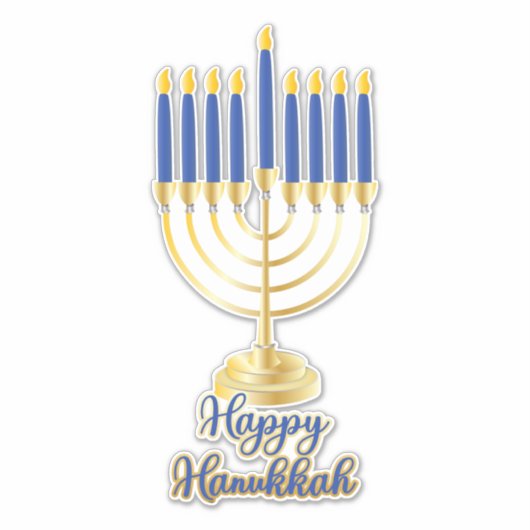 Menorah met Lights Happy Hanukkah Sticker (Voorkant)