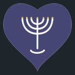 Menorah Navy Gold Graphic Hart Sticker<br><div class="desc">Hebreeuws Menorah Sticker. Navy,  White,  Gold. Overdraagbaar en aanpasbaar. Menorah Navy Gold Graphic Heart Sticker.</div>