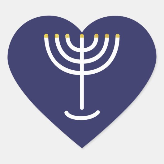 Menorah Navy Gold Graphic Hart Sticker (Voorkant)
