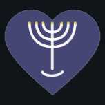 Menorah Navy Gold Graphic Hart Sticker<br><div class="desc">Hebreeuws Menorah Sticker. Navy,  White,  Gold. Overdraagbaar en aanpasbaar. Menorah Navy Gold Graphic Heart Sticker.</div>
