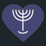 Menorah Navy Gold Graphic Hart Sticker<br><div class="desc">Hebreeuws Menorah Sticker. Navy,  White,  Gold. Overdraagbaar en aanpasbaar. Menorah Navy Gold Graphic Heart Sticker.</div>