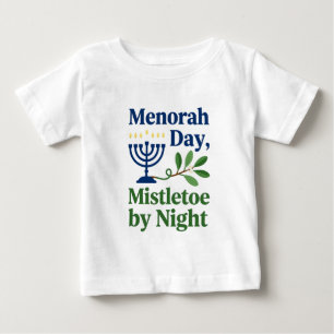Menorah overdag Mistetoe 's nachts Christmukkah Jo