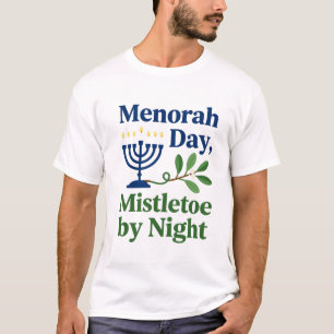 Menorah overdag Mistetoe 's nachts Christmukkah Jo T-shirt