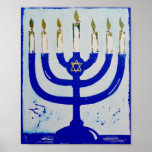 Menorah Poster, 8 x 10 inch Poster<br><div class="desc">Deze menorah komt van een van mijn oorspronkelijke linocut prints.</div>