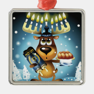 Menorah Reindeer Metalen Ornament